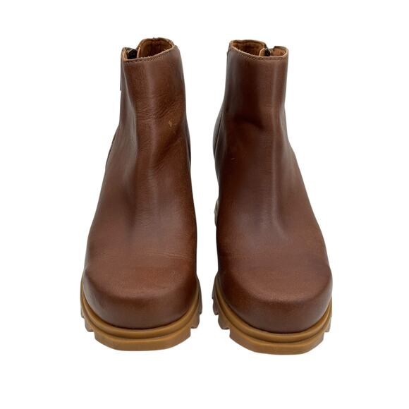 Sorel Joan Of Arctic Waterproof Wedge III Boot SZ 7 Womens Brown Leather Lug Zip - Picture 3 of 11